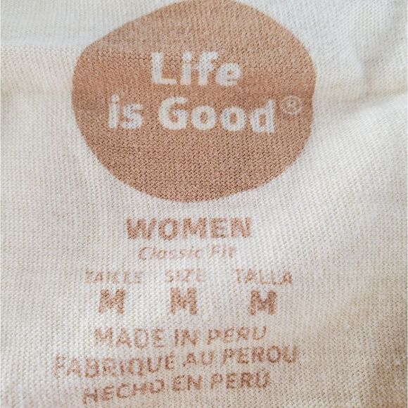 🔺️Life is Good Yellow Palm Tree Short Sleeve Top Medium - Picture 9 of 10